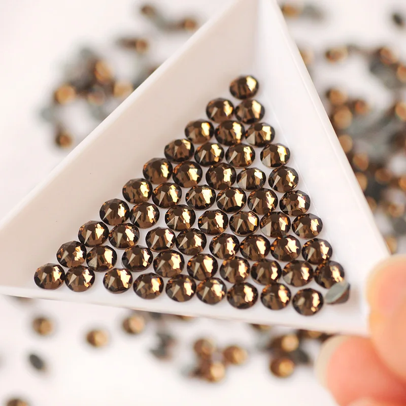 YANRUO 2088HF All Sizes Smoked Topaz Hotfix Crystal Flatback Glass Strass Craft Gems Iron On Rhinestones For Wedding Dress