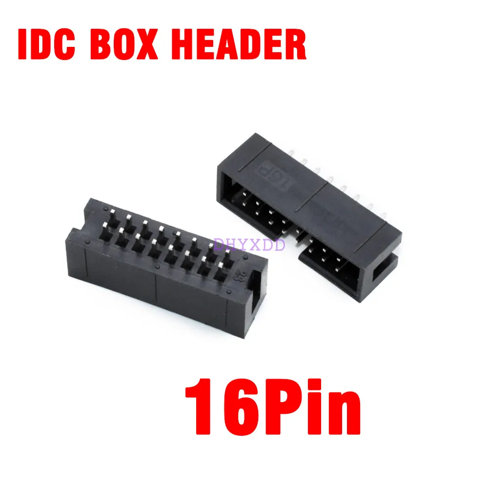 10pcs 2.54mm 2x8 Pin 16 Pin Straight Male Shrouded PCB Box header IDC Socket