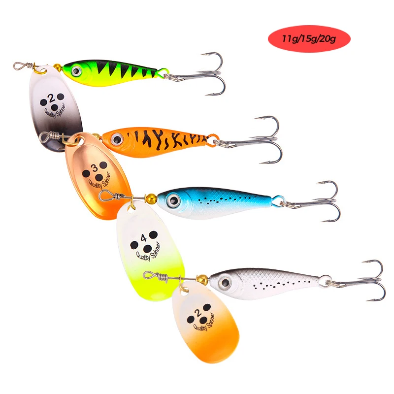 1Pcs Rotating Spinner Bait Spoon Sequins Lures 11/15/20g 80/85/90mm Pike Metal Iscas Artificial Bass Bait Fishing Lure Tackle