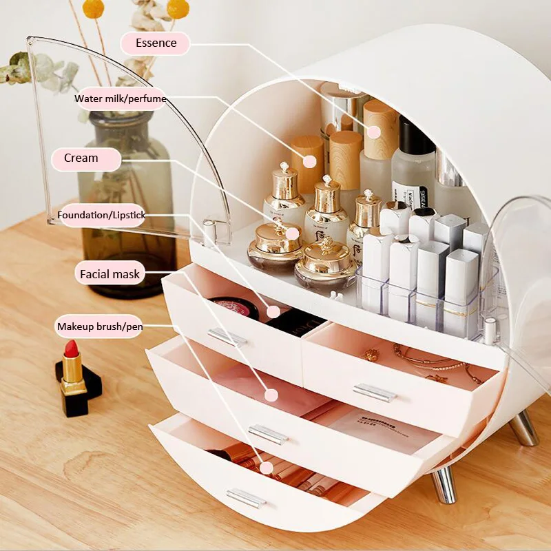 Magnetic Suction Double Door Makeup Storage Box Dustproof Lipstick Mask Shelf Beauty Box Skin Care Product Shelf Cosmetic Box