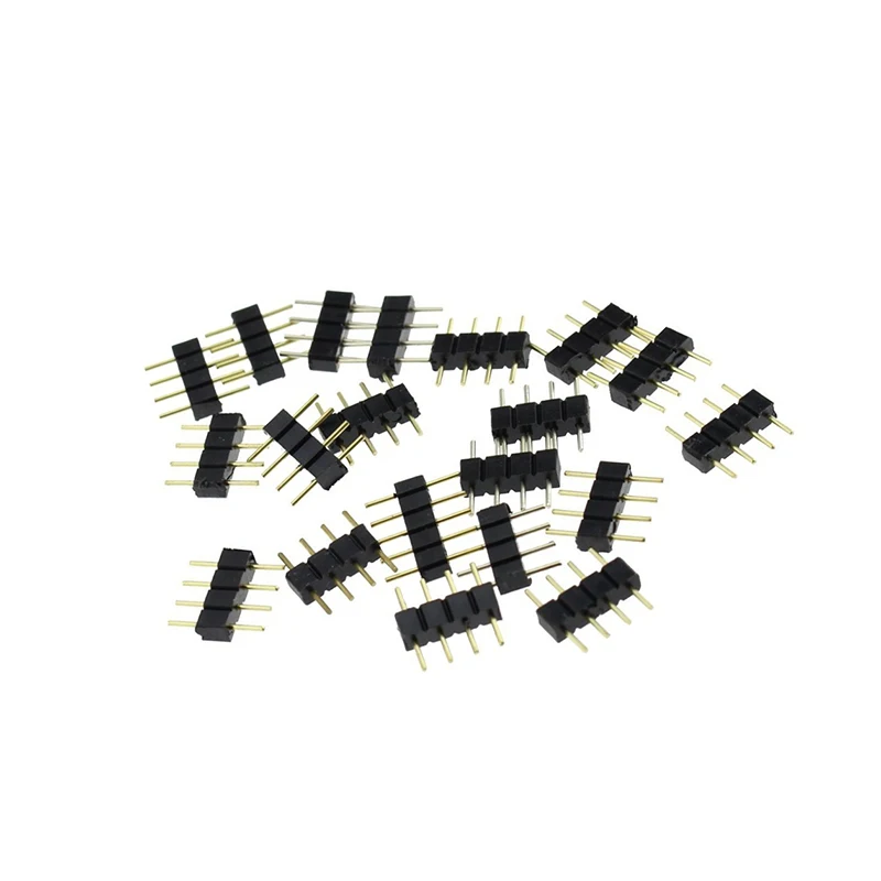 50Pcs/Lot LED Connector Adapter 4Pin 5Pin Needle Male Type Double 4 Pin RGB/5 Pin RGBW Connector For 3528 5050 Led Strip Light