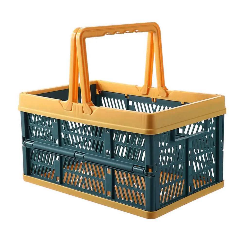 Home Collapsible Shopping Basket Plastic Folding Storage Crate with Handle Milk Toys Food Clothes Books Holder