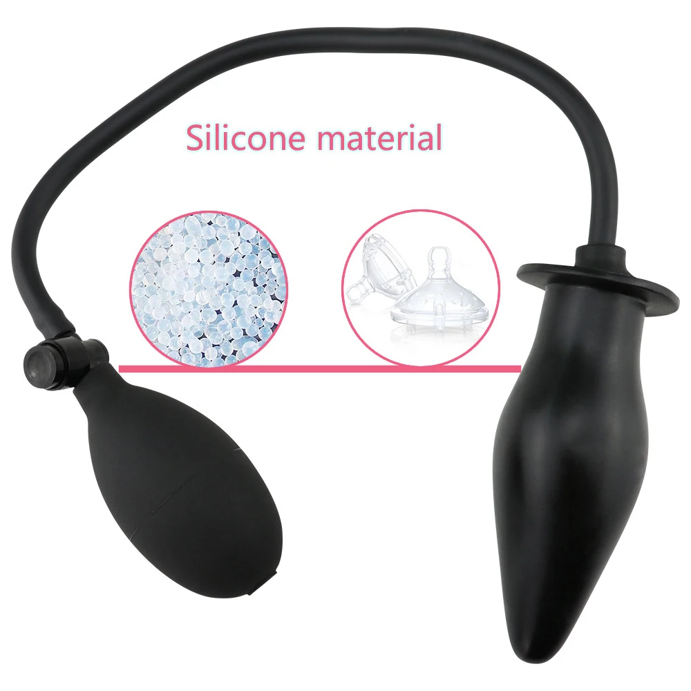 Soft Silicone Inflatable Anal Dildo Butt Plug Dilator Anus Massager Sex Toy for Women Men Gay Black Pump Vagina Extender