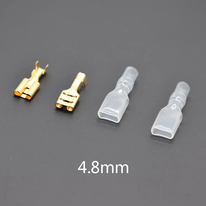 100pcs/50pcs 2.8/4.8/6.3mm  Spade Crimp Terminals Electrical Insulating Sleeve Wire Connector for 22-16 AWG 0.5mm2-1.5mm2