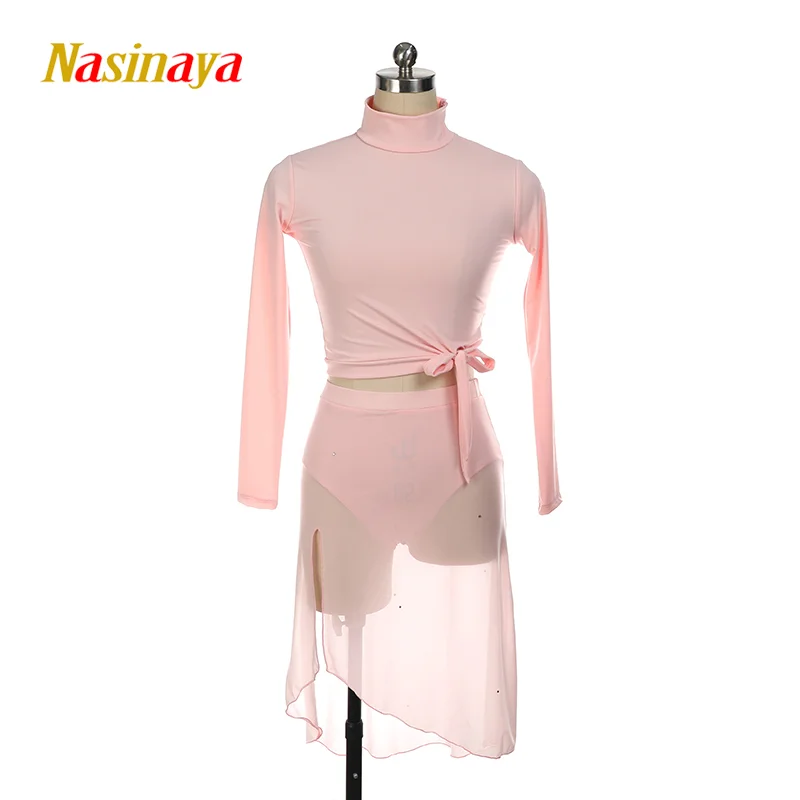 

Nasinaya Figure Skating Competition Training Dress Long Sleeve Tight Jumpsuit Spandex Women's Girls' Two Piece Set