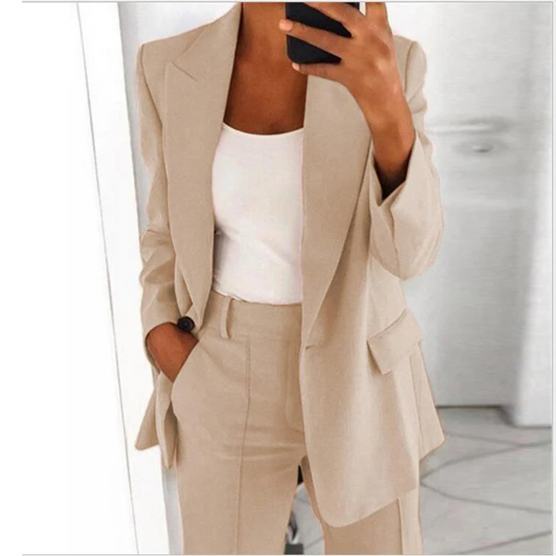 Blazer à Bouton Unique pour Femme, Veste à Manches sulf, Couleur Unie, pour Document, Élégant, pour Bureau en Y, Slim, Automne 2024