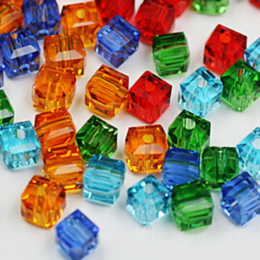 20pcs High Quality Square Austrian Crystal Beads Transparent Loose Beads Color Square Glass Ball 6x6mm Crafts Diy Decor Supplies