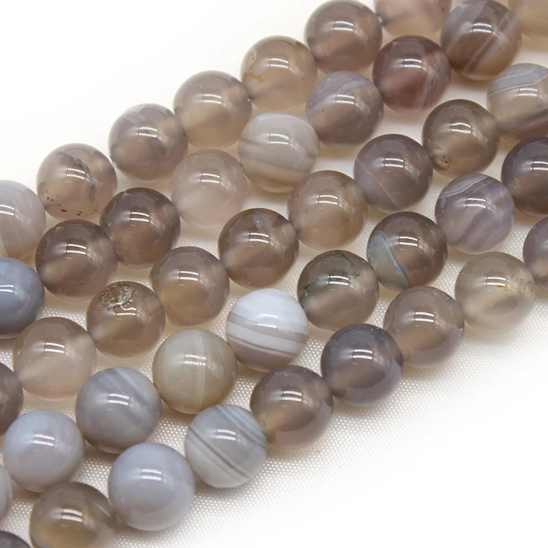 Perles rondes en Onyx gris naturel rayées, Agates, pour la fabrication de bijoux, bricolage, 15 "4 6 8 10 12 MM