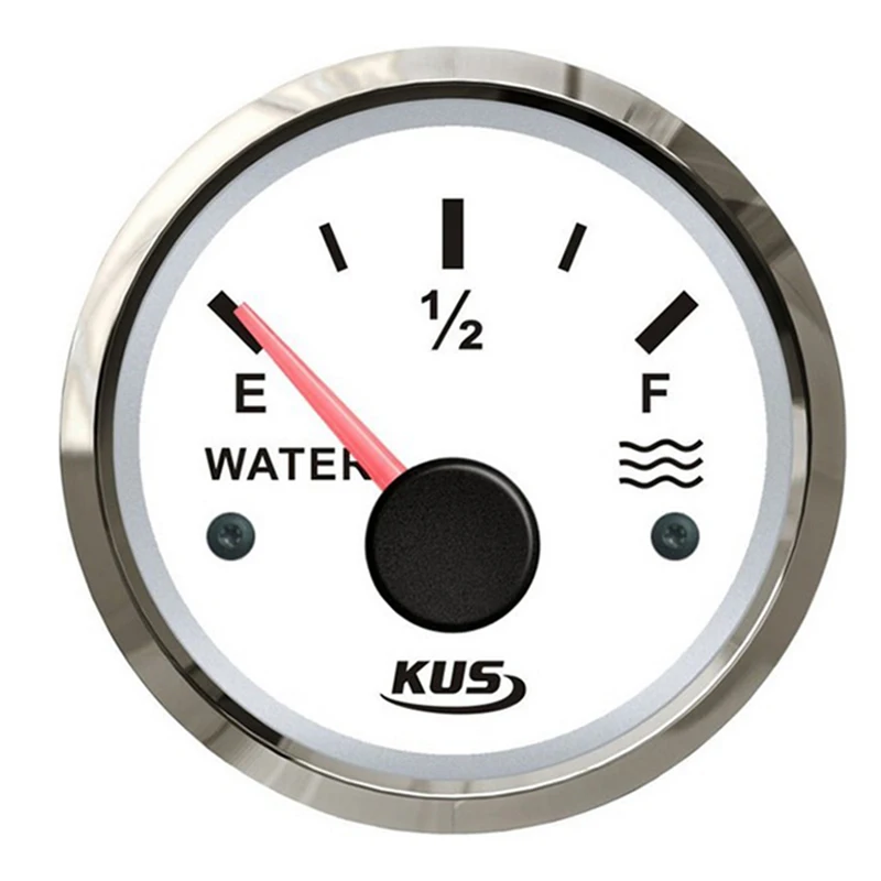 KUS D52mm 240-33ohm Marine Water Tank Level Gauge Stainless Steel Boat Water Tank Level Indicator Gauge White/Black