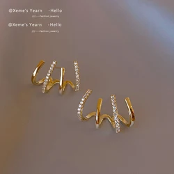 Design Sense Geometric Rake shape Micro Inlaid Zircon Earrings Luxury Accessories For Woman Girls Korean Fashion Jewelry Party