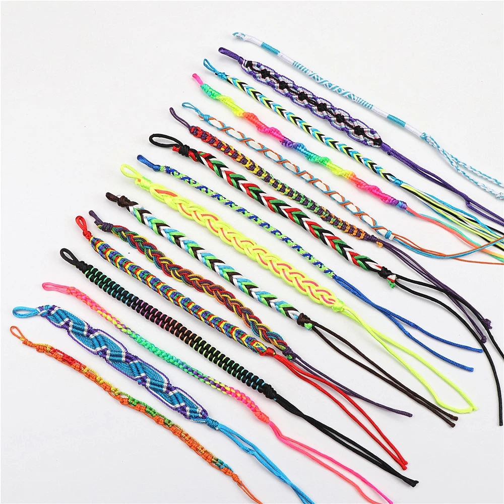 Wholesale 20pcs/lots Handmade Braided Cotton Rope Jewelry Cuff Bracelet Ankle bangles For Men Women Mix Style Size Adjustable