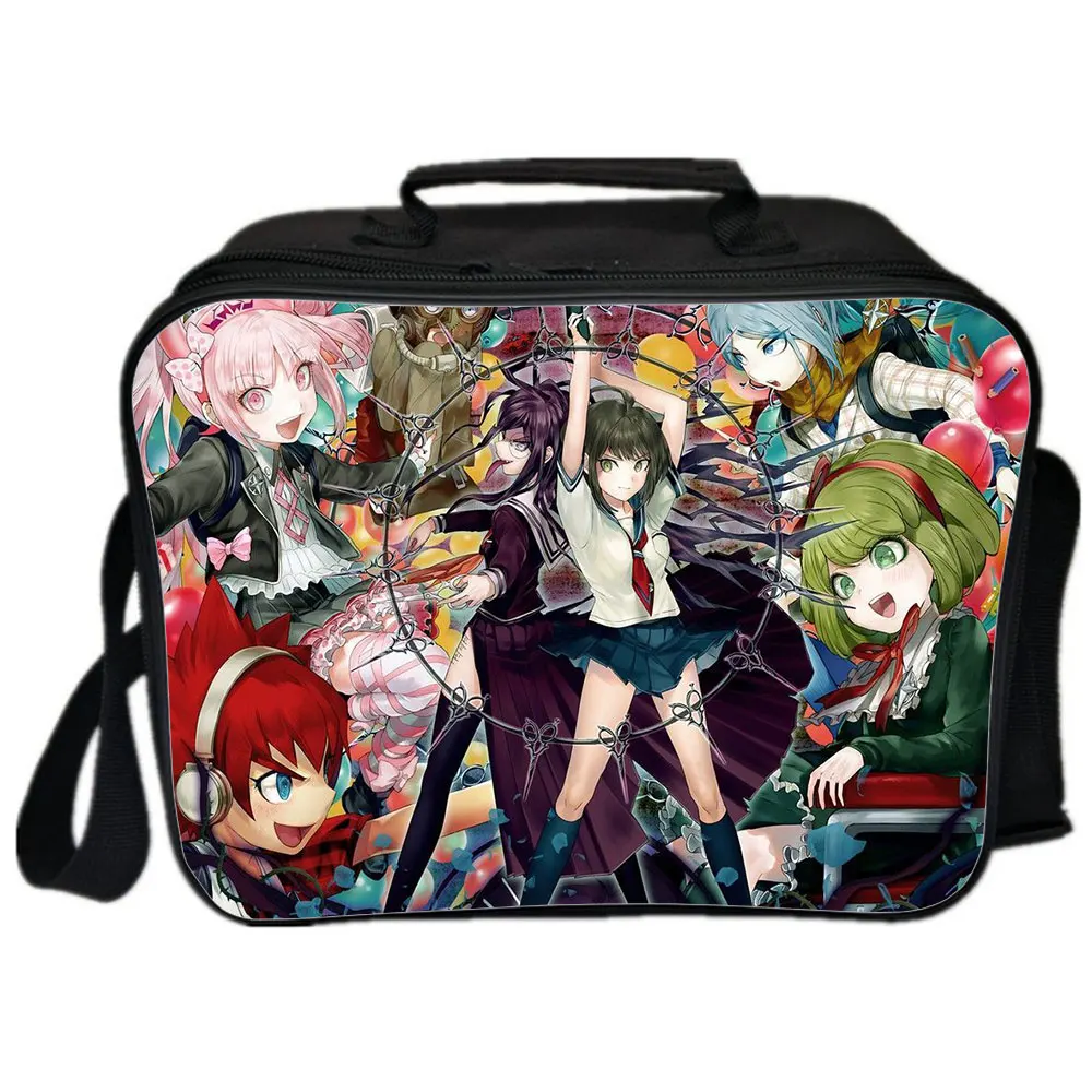 Games Danganronpa Backpack Camping Shoulder Bag Anime Picnic Bag Handbags Portable Insulated Canvas Lunch Bags For Women