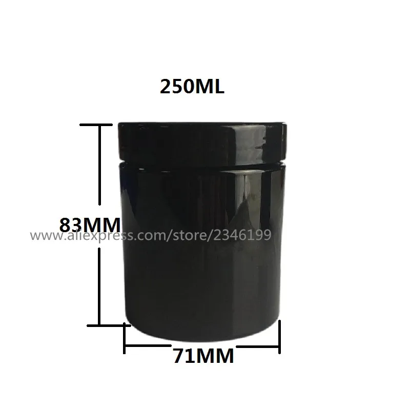 25pcs Plastic Jars Black Cosmetic Pot 3oz250ml 200ml 150ml 100ml Empty Hair Wax Pot Packaging Bottles Cream Containers With Lids