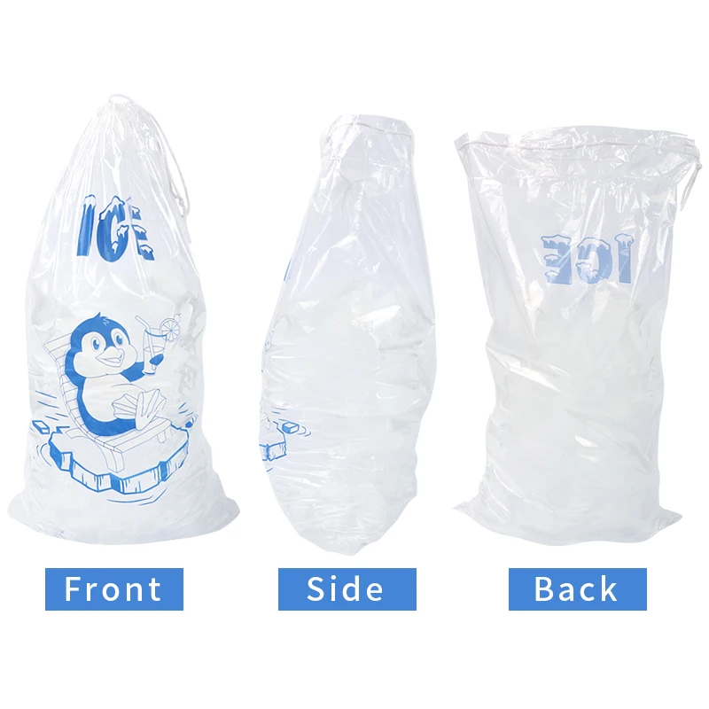 10LBS Drawstring Ice Bag Puncture Resistant Disposable Recyclable Freezer Pouch 4.5KG