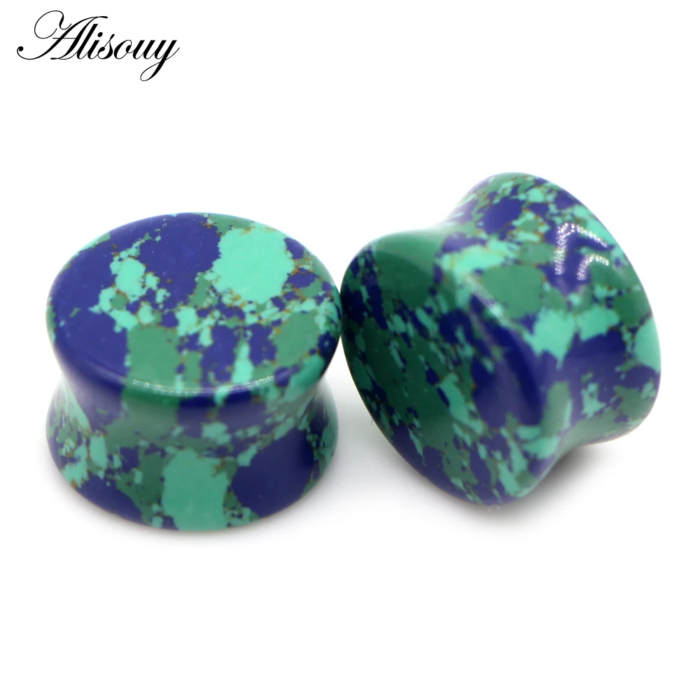 2pcs Stone Ear Plugs Gauges for Body Piercing