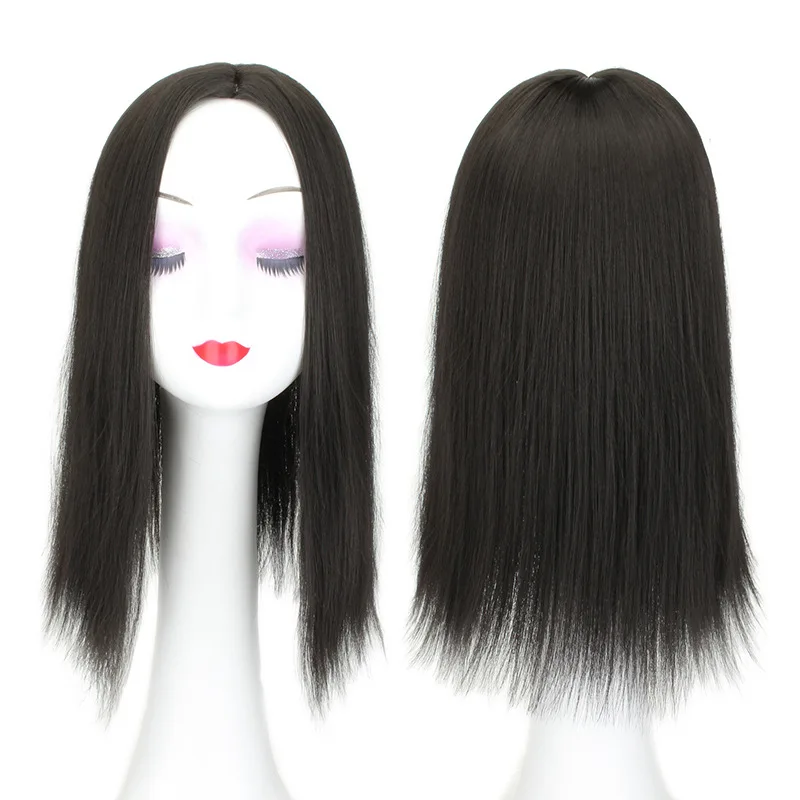 Extensão de cabelo sintético feminino, extensão de cabelo 3 grampos em uma peça, longo liso, fibra de alta temperatura para mulheres