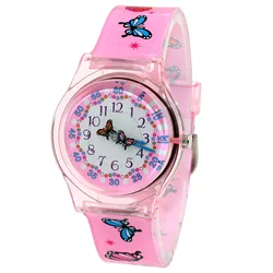 Relojes de cuarzo de alta calidad para niños y estudiantes, pulsera deportiva suave e impermeable con forma de corazón y mariposa, para Navidad, nueva moda