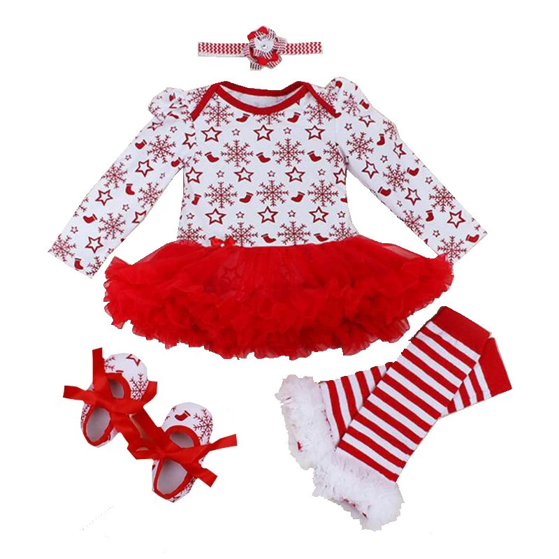 Newborn Baby Girl Clothes Infant Clothing Xmas Baby First Christmas Costumes Girls Rompers Dress Party Outfit Sets Bebe Jumpsuit