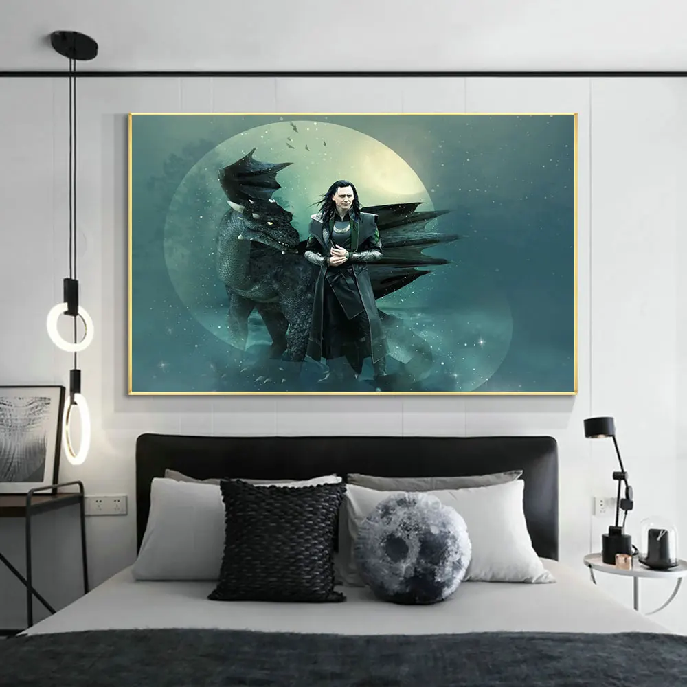 Marvel New Moive Series Superhero Loki Printing Canvas Poster Family Wall Fan Collection Bar Cafe Home Decoration Cuadros