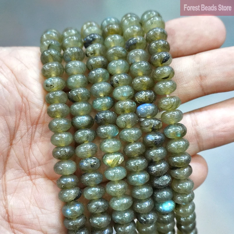 Natural Stone Green Labradorite Rondelle Round Spacer Beads DIY Bracelets Charms Accessories For Jewelry Making 15'' 6/8/10mm