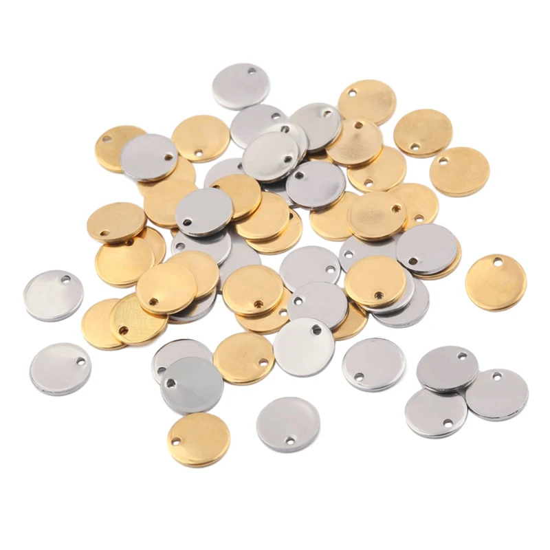 20pcs Stainless Steel Round Coin Disc Charm Stamping Blank Tags 8/10/12mm Earrings Pendants For Jewelry Making Crafts Wholesale