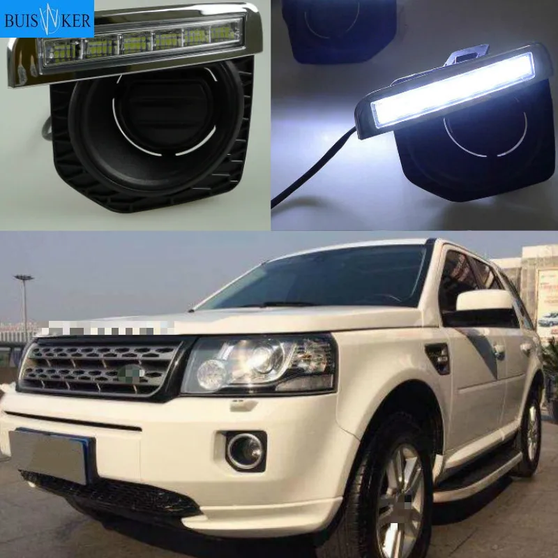 1 set For Land Rover Freelander 2 2012 2013 2014 DRL Daytime Running lights car LED with fog head lamp cover car-styling