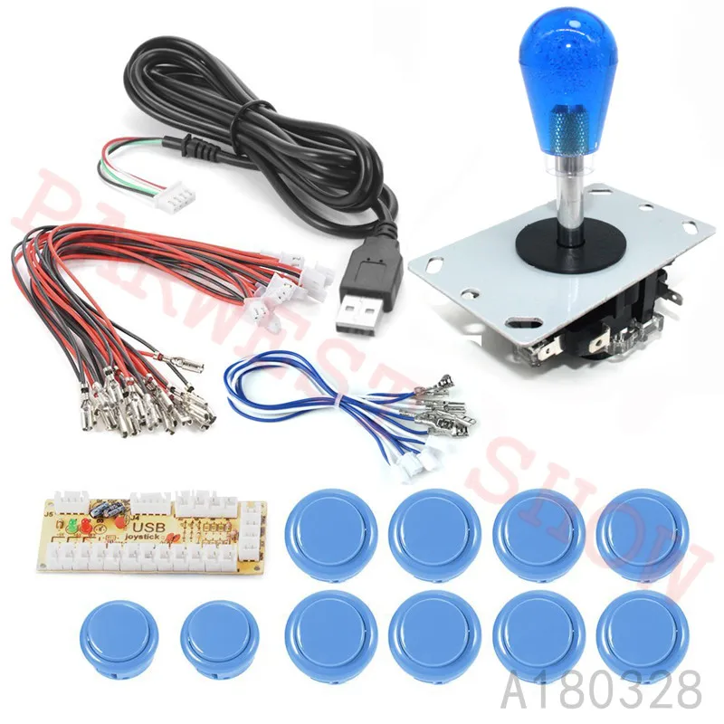 

Zero Delay USB Encoder PC arcade game kits Crystal Oval Balltop joystick+ 24mm/30mm push buttons for arcade game set