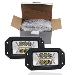 Flush Mount Led Pods Work Light White Yellow Led DRL Fog Lamp Signal Lights Car Running for 4x4 Offroad Truck ATV SUV Auto
