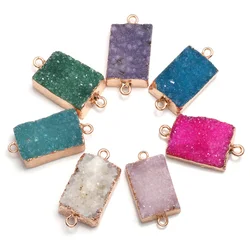 natural agate rectangular double hole connector necklace pendant  for necklace  jewelry making size 13x28mm