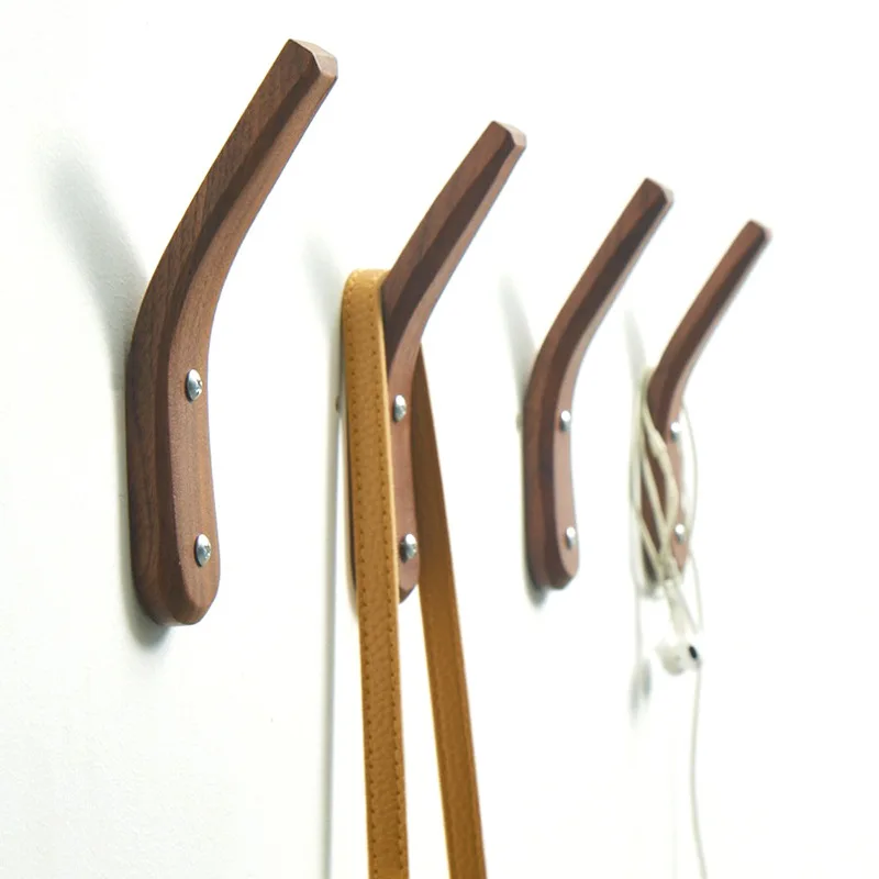 1Pc Black Walnut Coat Hook Multi Functional Wall Decoration Hooks Clothes Key Hanger Towel Rack Kitchen Single Organizer Hangers