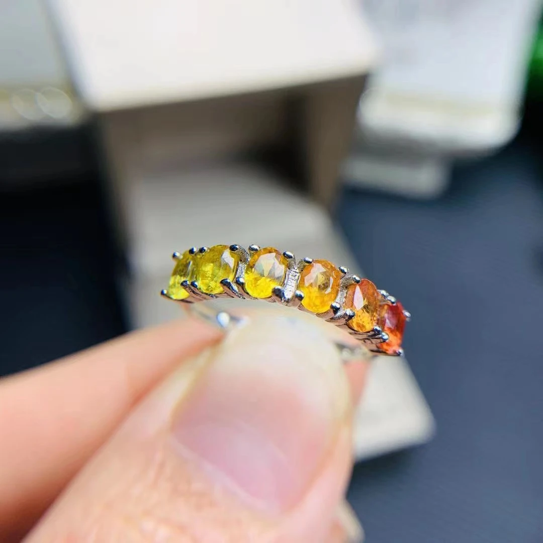 CoLife Jewelry Natural Yellow Sapphire Ring for Daily Wear 6 Pieces 3mm * 4mm Sapphire 925 Silver Sapphire Jewelry image 4