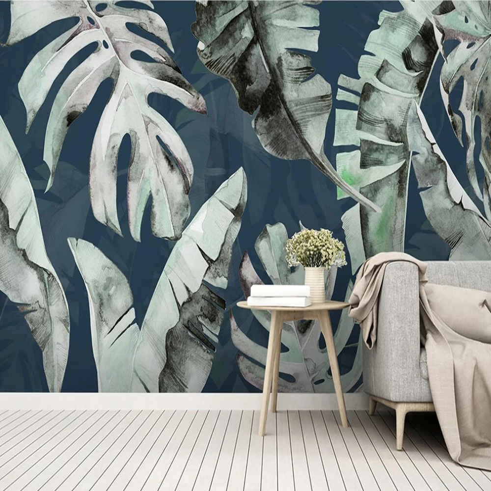 

Milofi Custom Large 3D Wallpaper Mural Medieval Tropical Plant Leaf Plantain Background Wall Decoration Mural Wallpaper