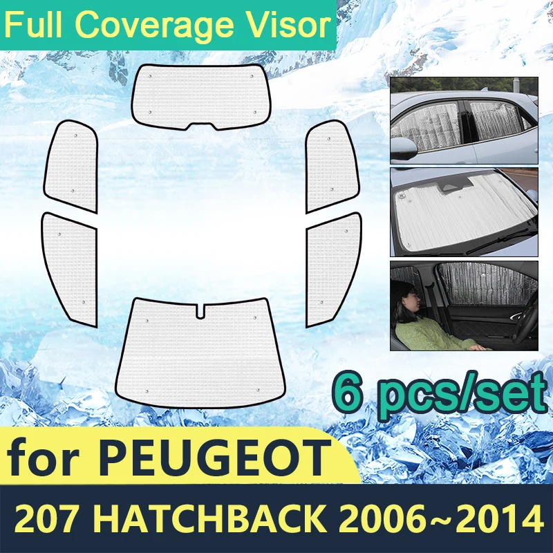 Full Cover Sunshades For Peugeot 207 Hatchback 2006~2014 Car Sun Protection Windshields Side Window Visor Accessories 2013 2012