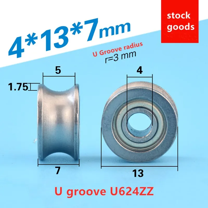 50 Stück V623 V624ZZ U623ZZ U624ZZ U604ZZ V-/U-Nut-Rollenlager 3x10x3 3x12x4 4x13x6 3x12x4 4x13x4 mm – Detail 5