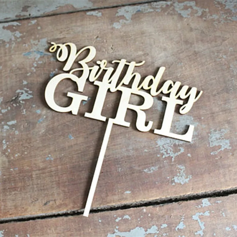 

20pcs laser cut wood babybirthday girl birthday boy baby shower cake topper