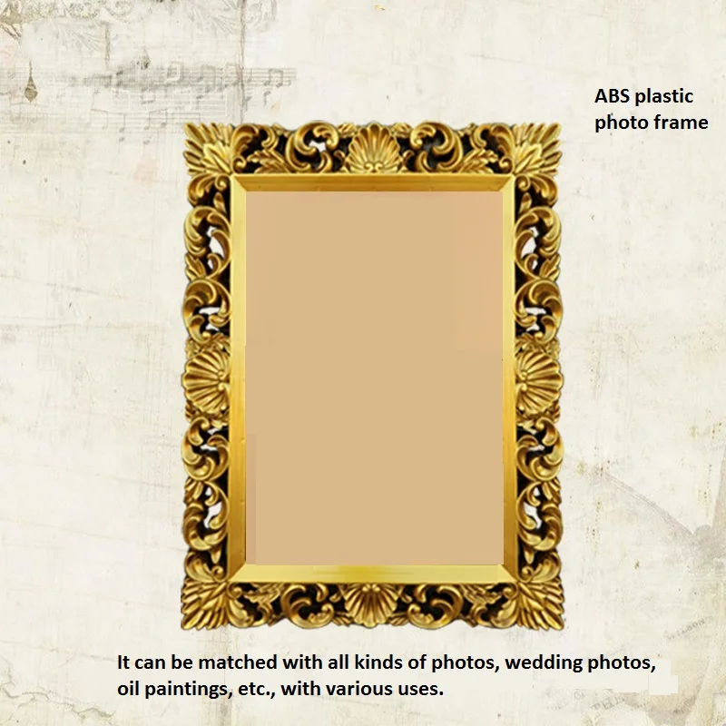 

European Style Photo Frame Golden Wedding Background Prop Plastic Square Frame Stage Studio Decoration Painting ABS PictureFrame