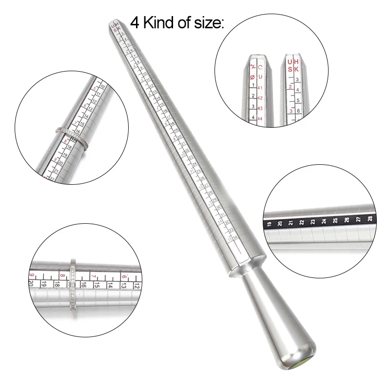 1PC Metall Professionelle Schmuck Werkzeuge Dorn Stick Finger Gauge Ring Sizer Mess UK/US Größe Für DIY Schmuck größe Werkzeug – Detail 6