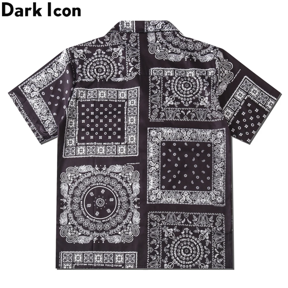 Dark Icon Black Bandana Polo Shirt Men Summer Light Weight Hawaiian Men