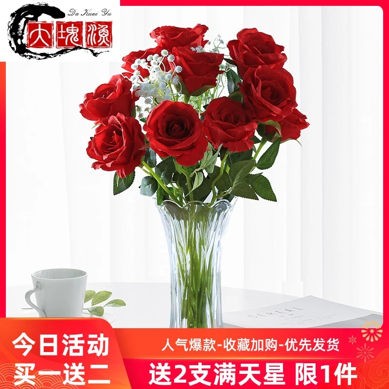 New product simulation single rose bouquet living room decoration false flower decoration dry flower dining table home flower