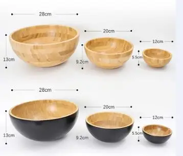 Solid Bamboo Bowl Tableware Dinnerware Children Dinner Service Natural Healthy Heat Resistant Creative Children Fruit Salad Bowl