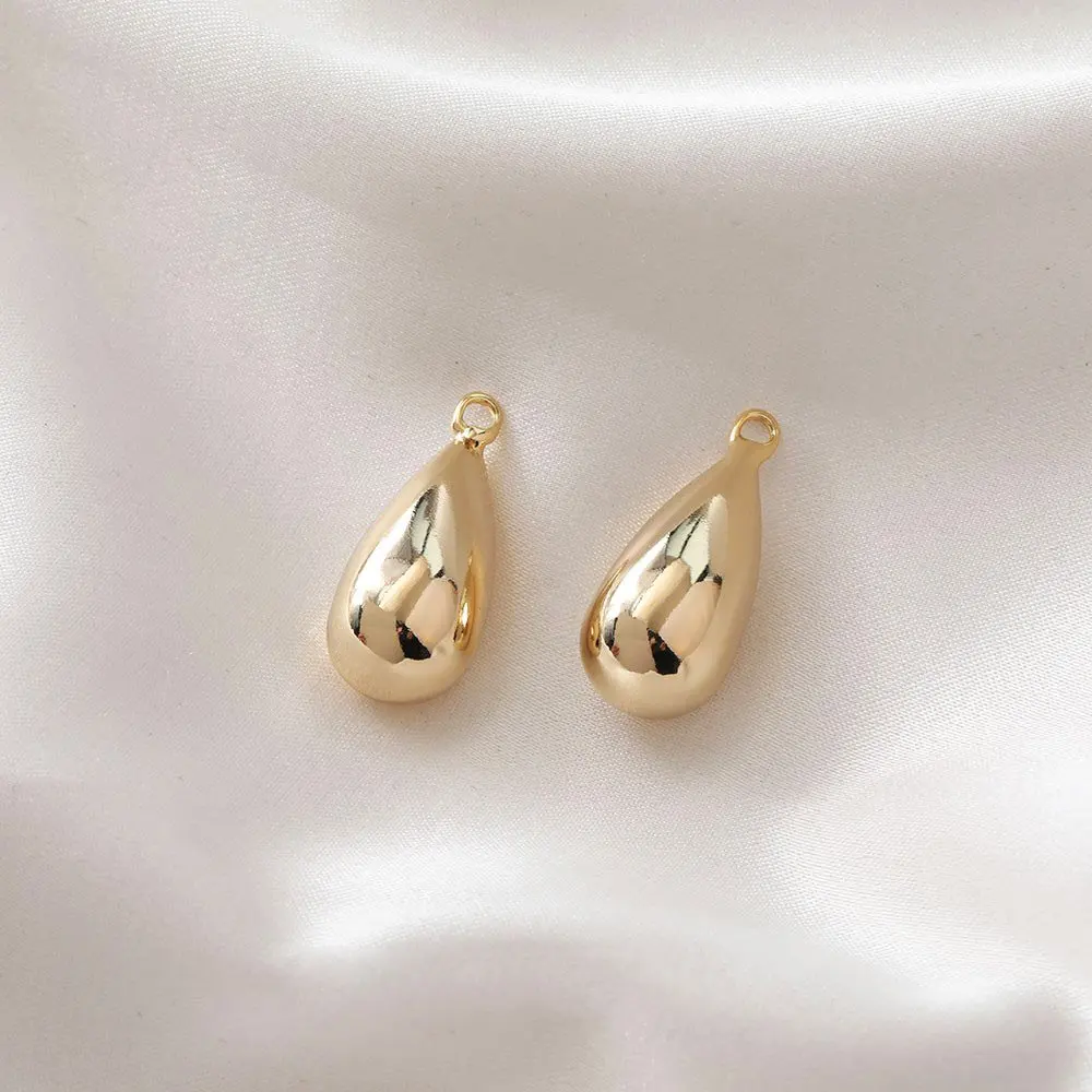4PCS Drop Shaped Necklace Pendant for Jewelry Findings Components 14K Gold Plated DIY Earrings Hand Made Brass Accessories
