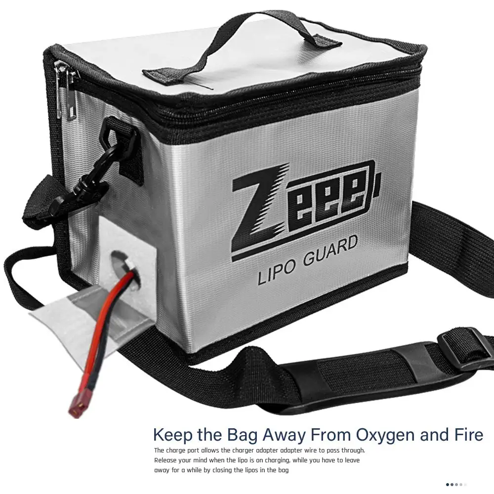 Zeee Lipo Battery Safe Bag 215*145*165mm Fireproof Explosionproof Bag RC Lipo Battery Fire Safe Guard Portable Storage Handbag