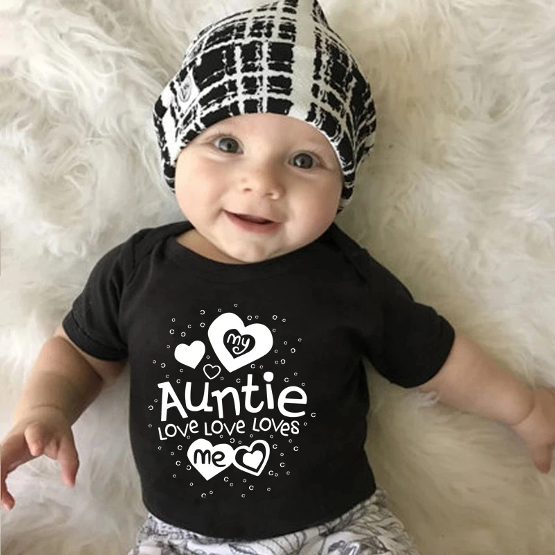 

My Auntie Loves Me Printed Baby Bodysuit Funny Boys Girls Infant Playsuits Cotton One Piece Lovely Baby Romper Bodysuit Clothes