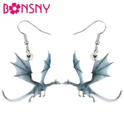 Bonsny Acrylic Anime Dinosaur Dragon Earrings Animal Drop Dangle Jewelry For Women Girl Teen Kids Charm Hot  Gift Sale Accessory