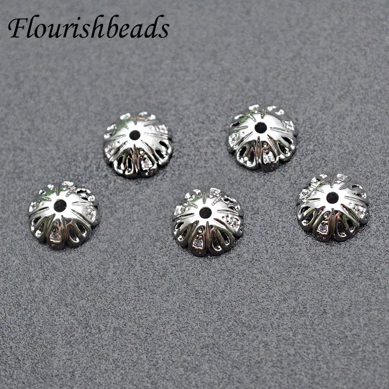 50pcs Nickel Free Gold Rhodium Plating Flower Shape Spacer Beads for Jewelry Making