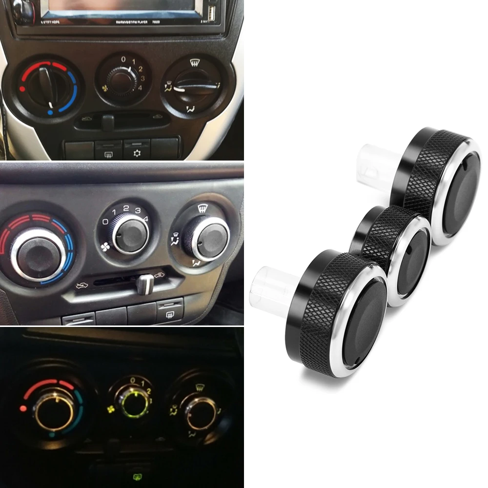 3pcs per set Aluminum Alloy Car Styling Air Conditioning Knob AC Knob Heat Control Switch Button Knob For Lada Granta