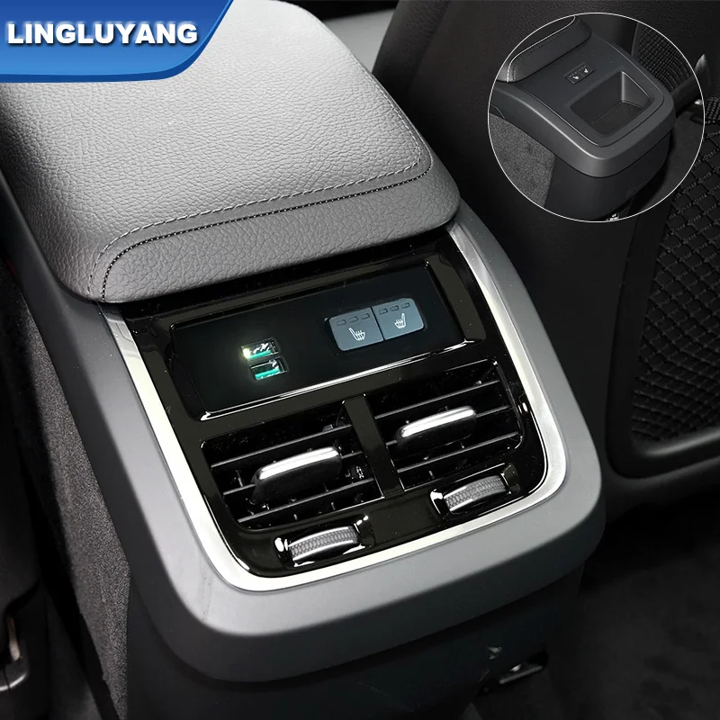 For Volvo xc60 xc90 s60 v60 v90 rear seat heating USB charging modified car accessories decoration