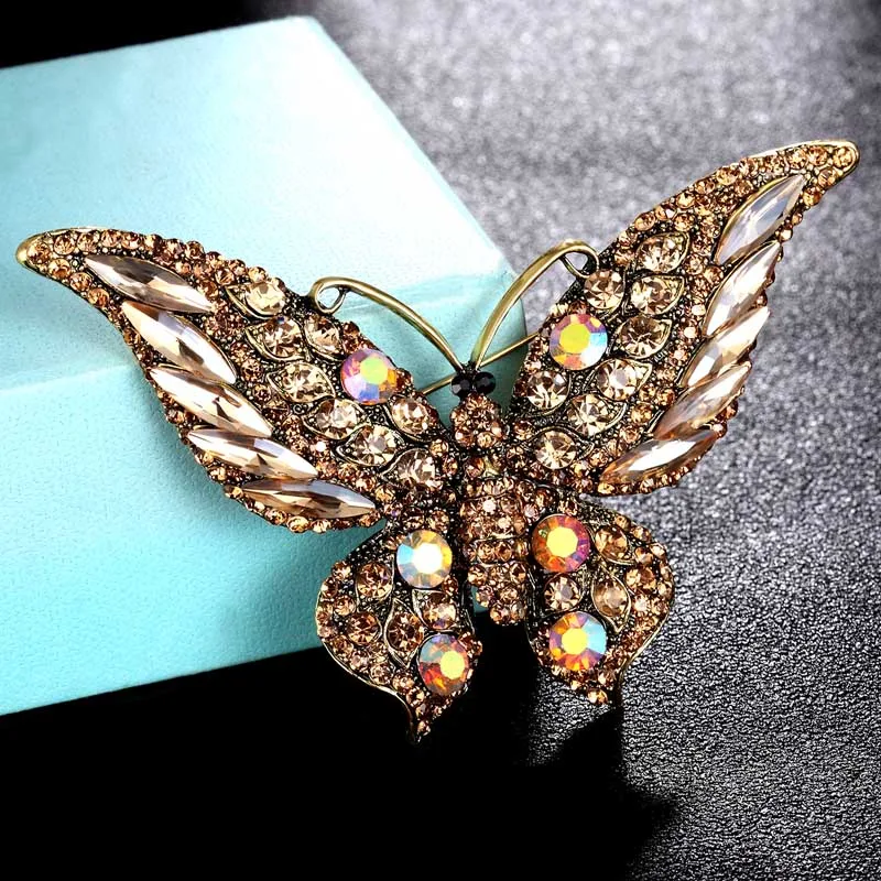 Zlxgirl new arrival Green opal Colorful butterfly brooch jewelry best vintage Christmas gifts women\'s wedding Scarf pins