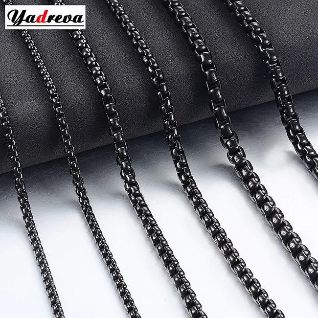 Edelstahl-Halskette Wasserdicht Runde Schwarze Kette Geschenk für Männer und Frauen Schmuck 2mm-5mm Breite – Detail 3