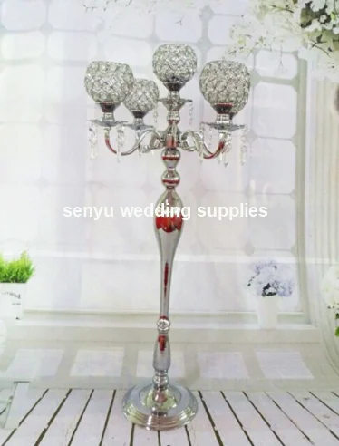 30 days sent order )New style decorative crystal ball centerpiece table chandelier candle holder senyu0887